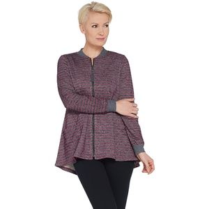 LOGO by Lori Goldstein Striped French Terry Jacket